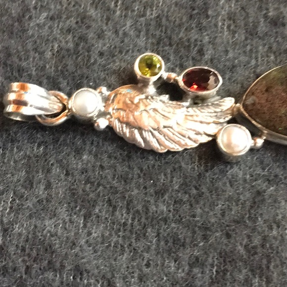 Multi Stoned Winged Pendant - Picture 3 of 7